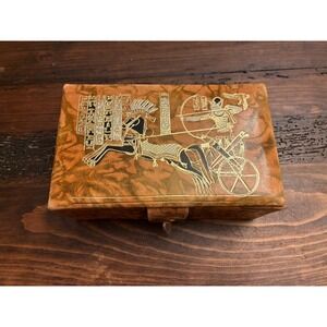 Vintage Egyptian Camel Leather Embossed Trinket Jewelry Box
